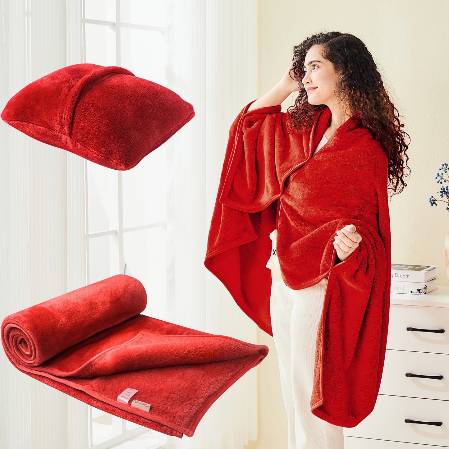 Shawl Blanket Pillow 3-in-1: Wearable Multipurpose Blanket