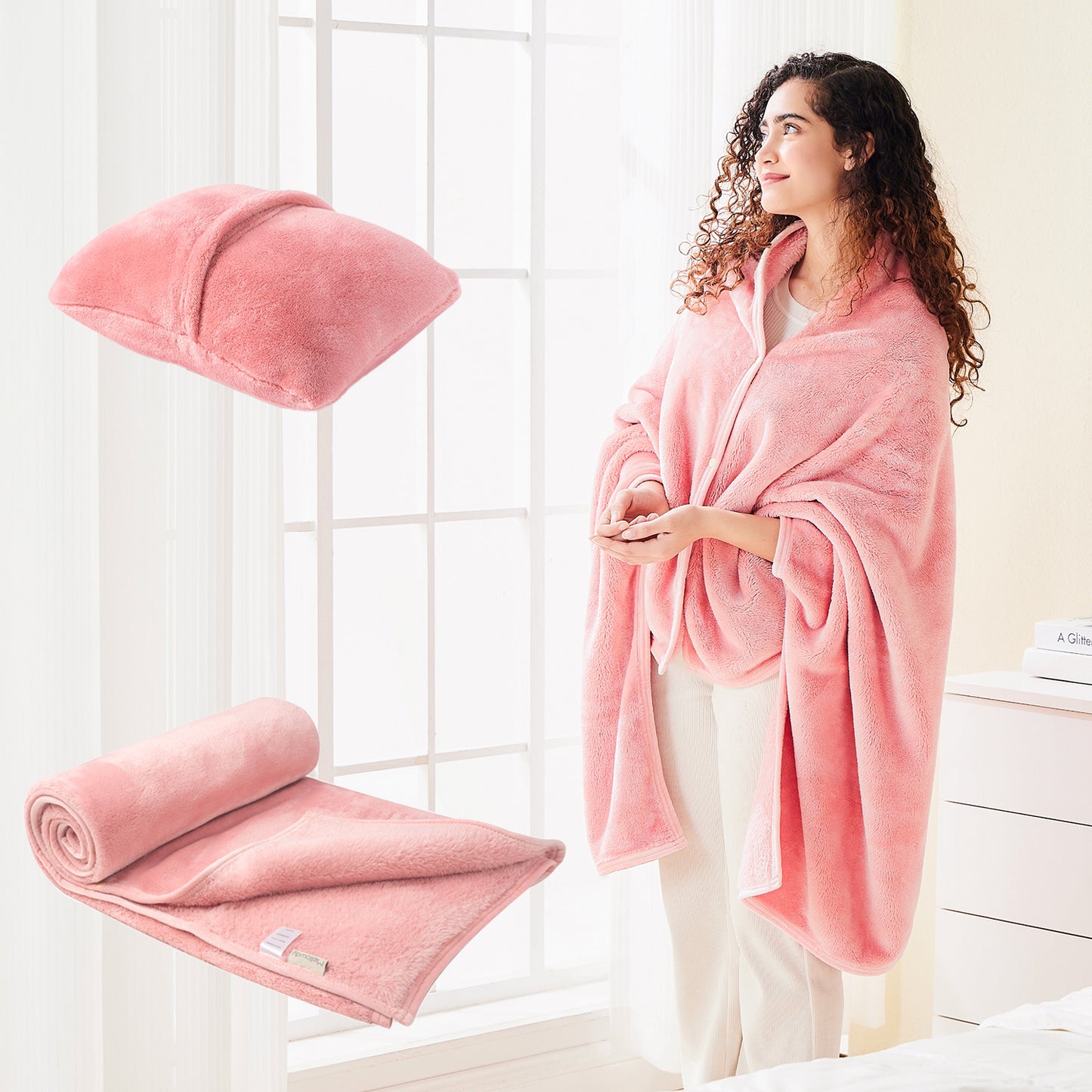 Shawl Blanket Pillow 3-in-1: Wearable Multipurpose Blanket
