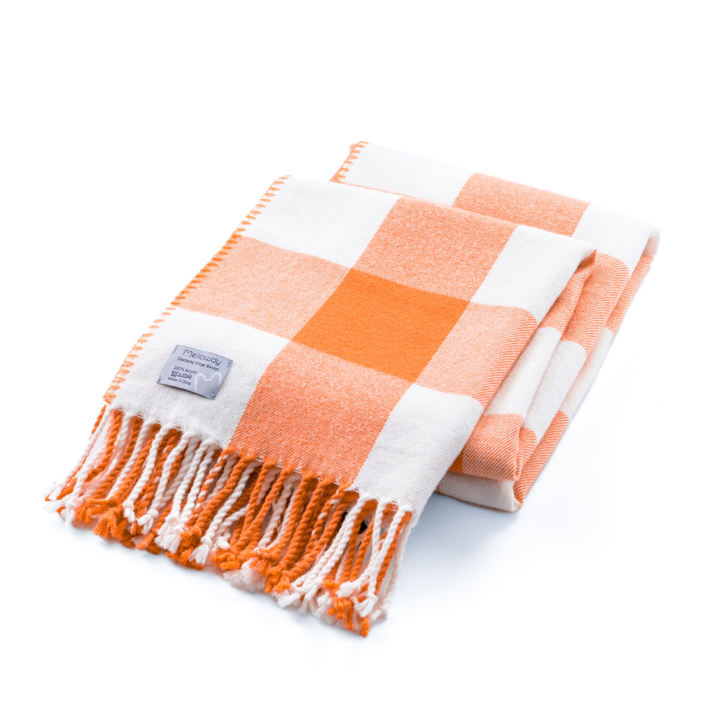 Classic Checkered Faux Cashmere Fringe Blanket