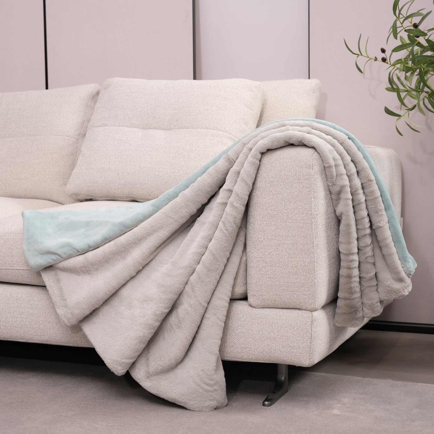 Faux Rabbit Fur Reversible Blanket