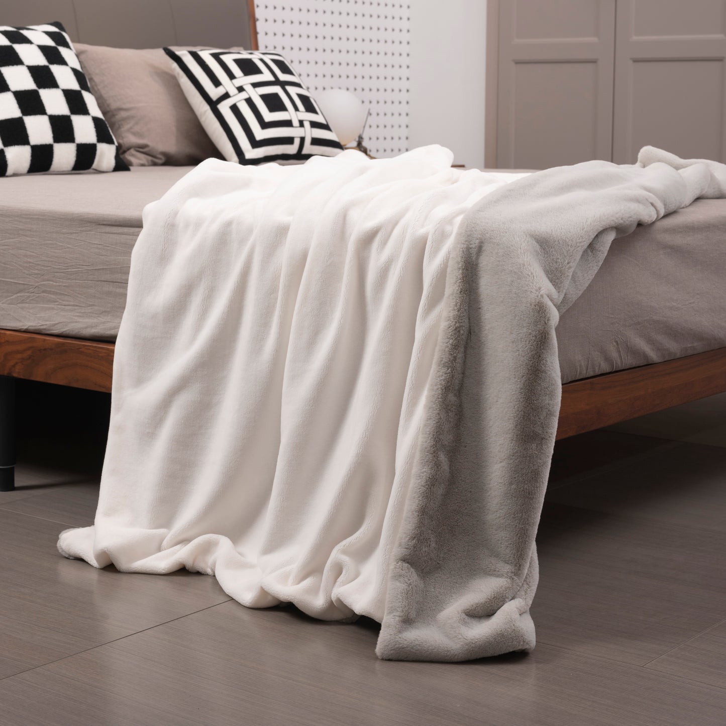 Faux Rabbit Fur Reversible Blanket