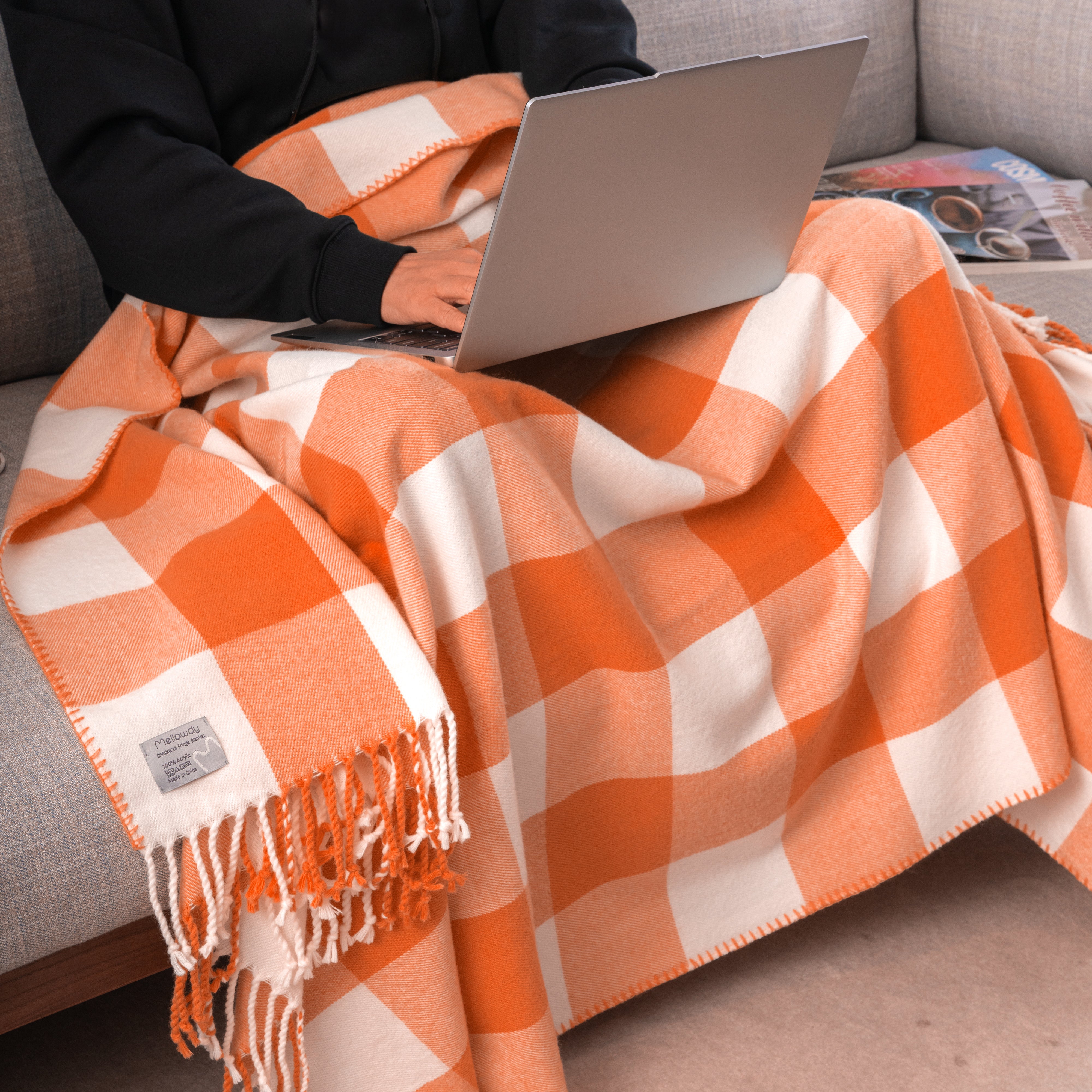 Orange 2025 plaid blanket