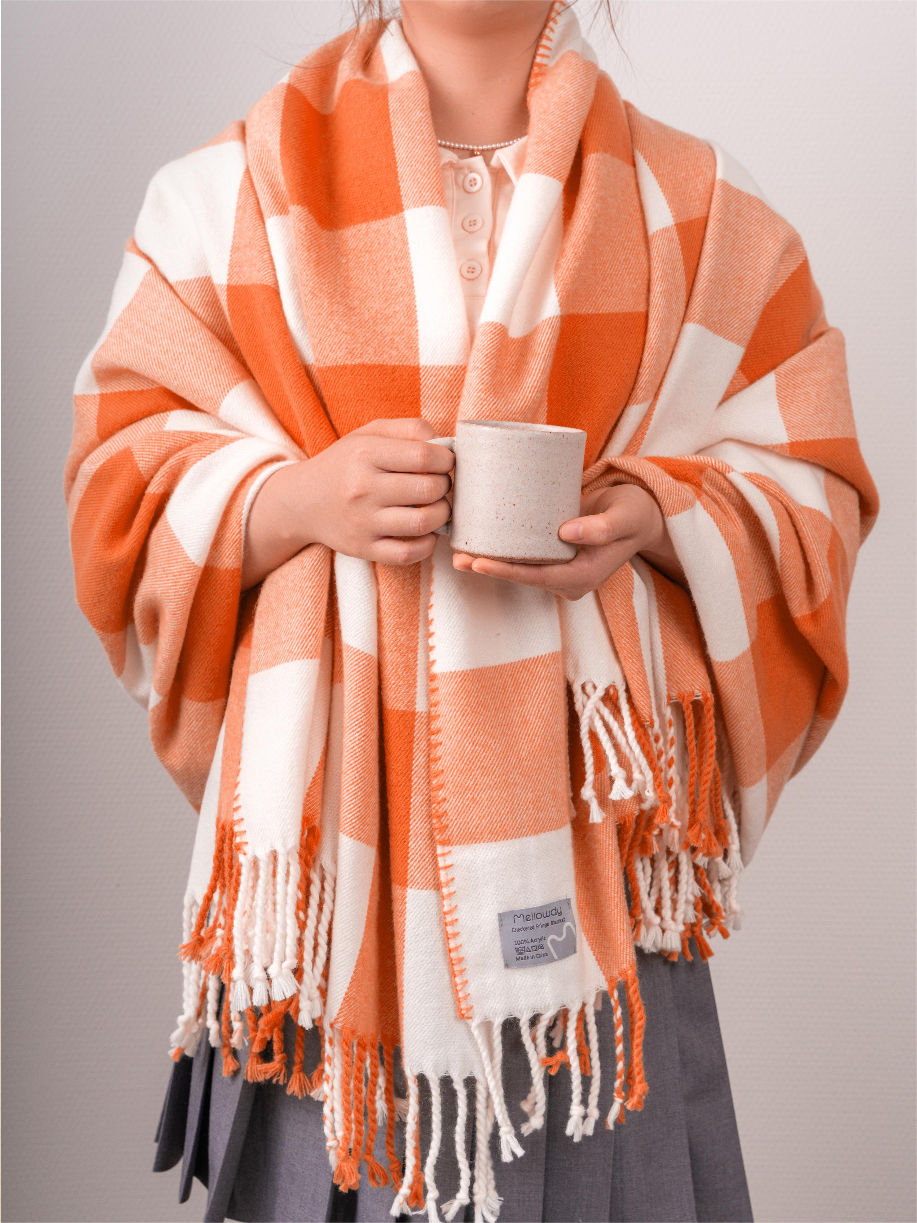 White fringe online blanket