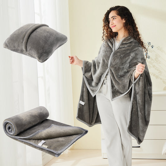 Shawl Blanket Pillow 3-in-1: Wearable Multipurpose Blanket