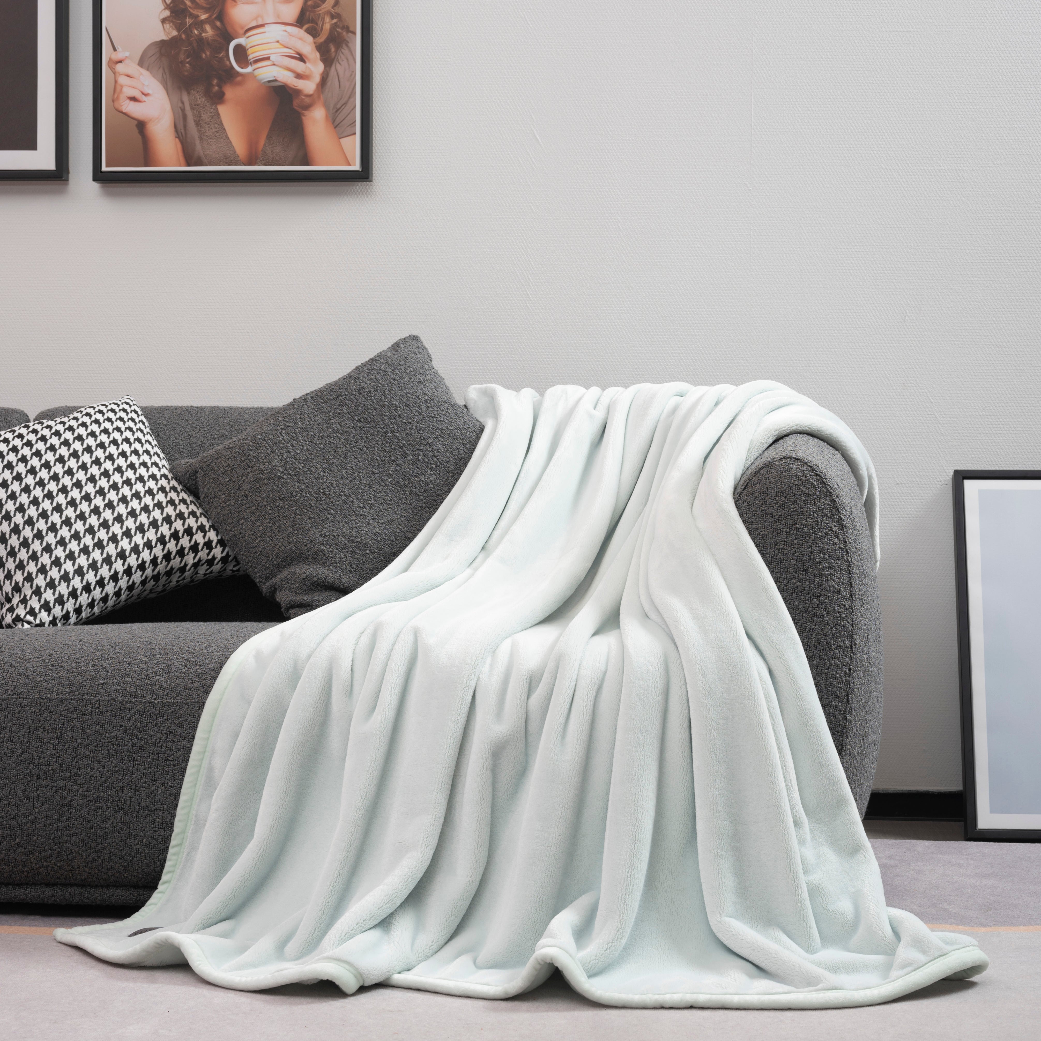 Pale discount grey throw