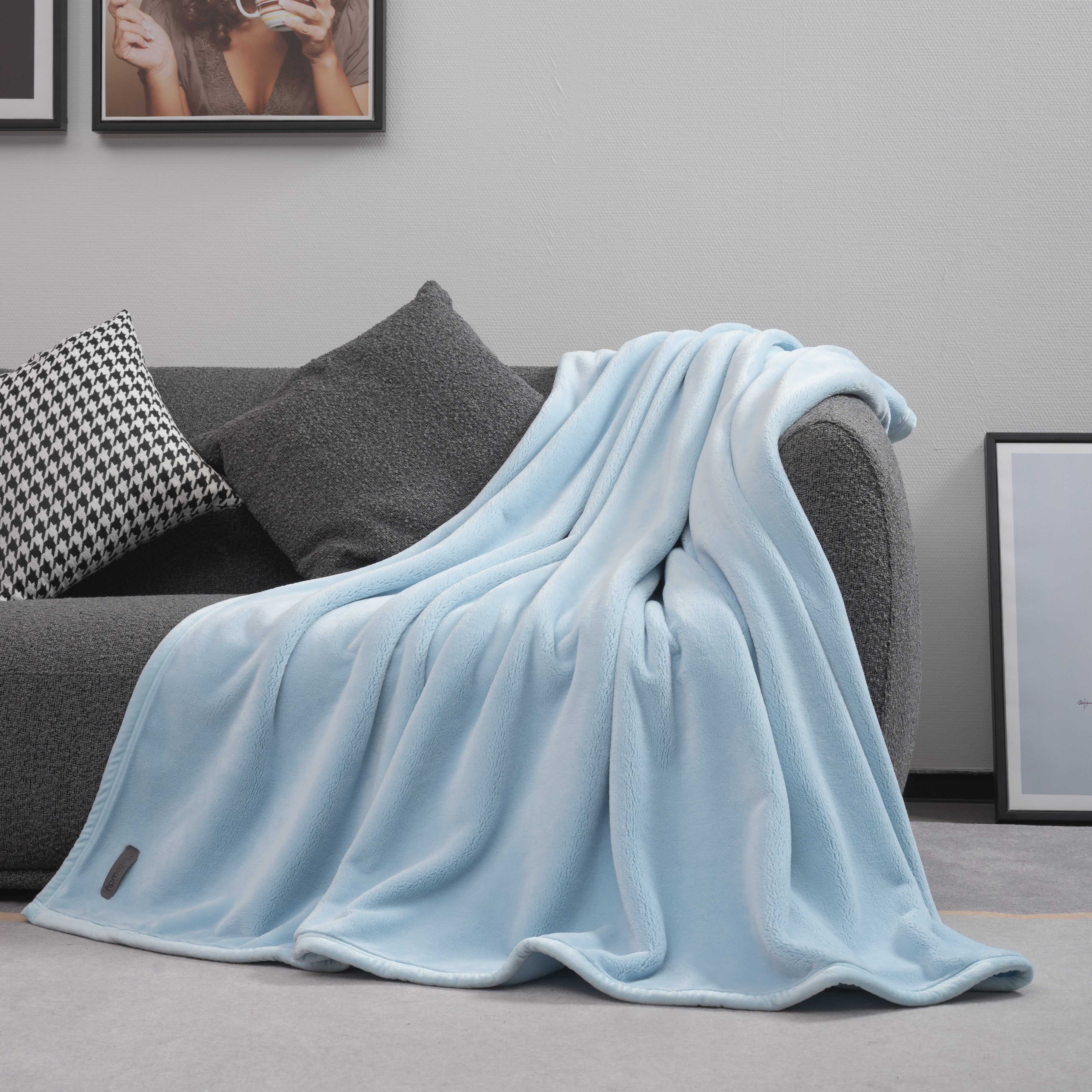 Gray and blue online throw blanket