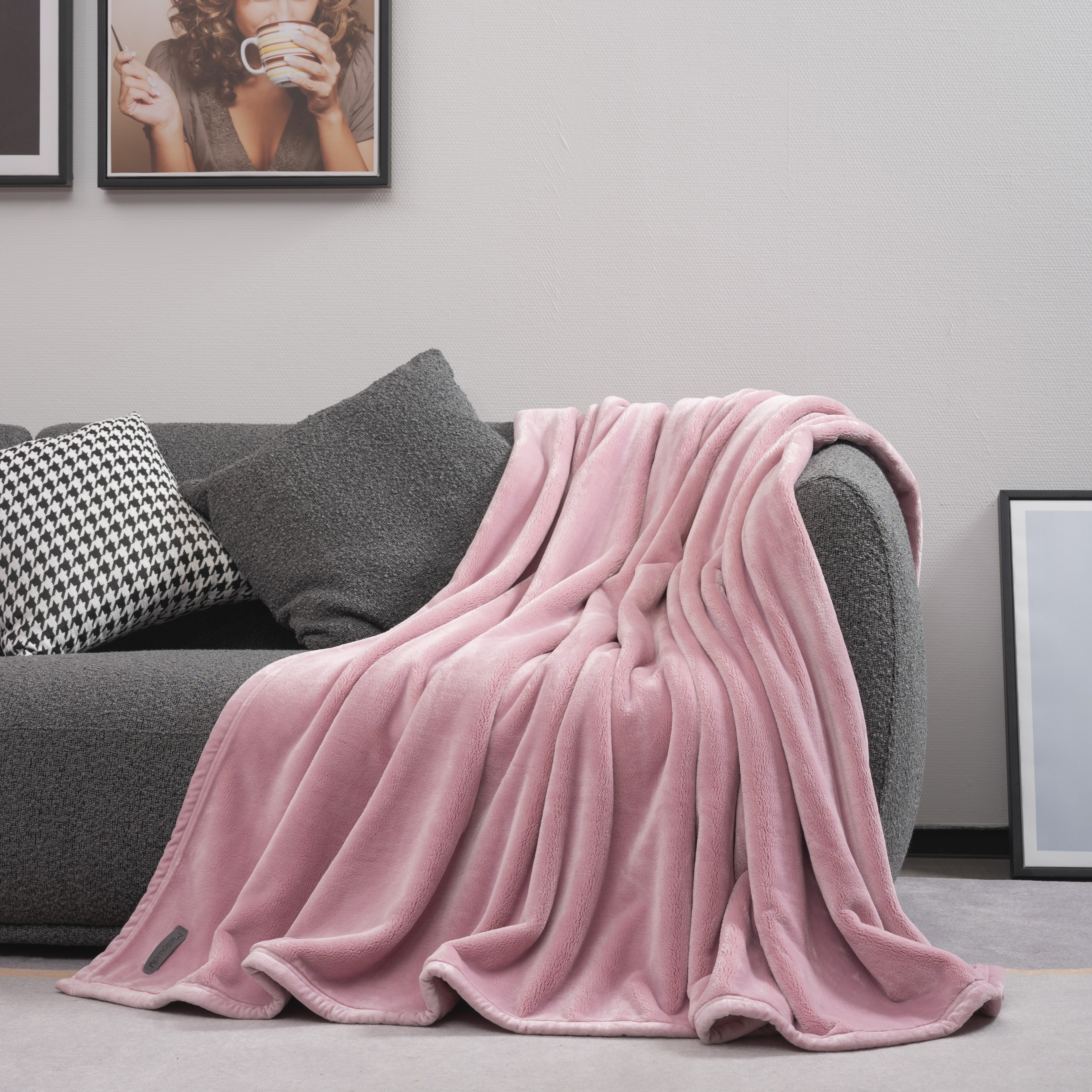 Grey and best sale pink throw