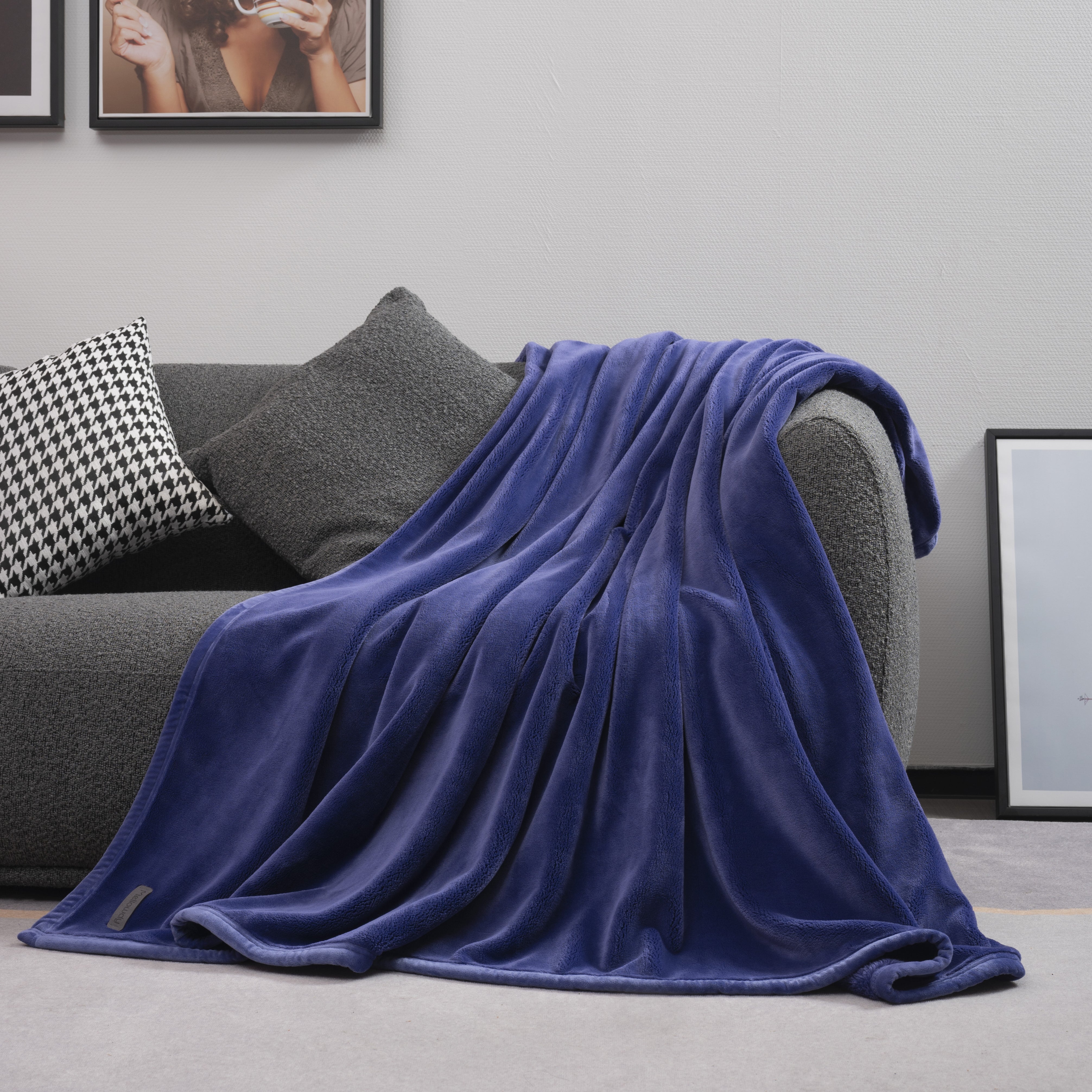 Grey and discount blue throw blanket